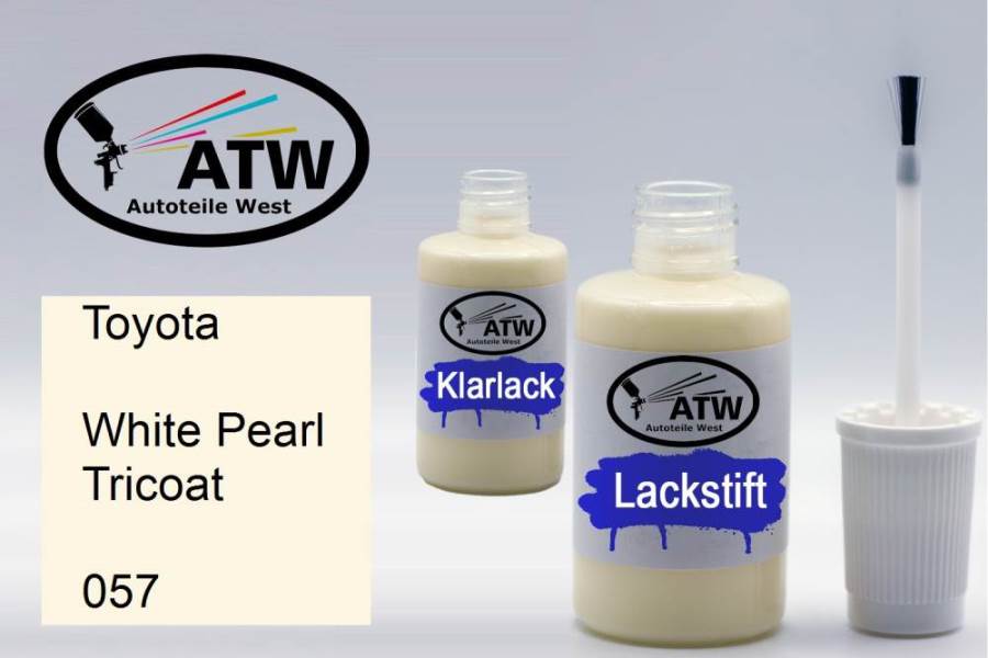 Toyota, White Pearl Tricoat, 057: 20ml Lackstift + 20ml Klarlack - Set, von ATW Autoteile West.